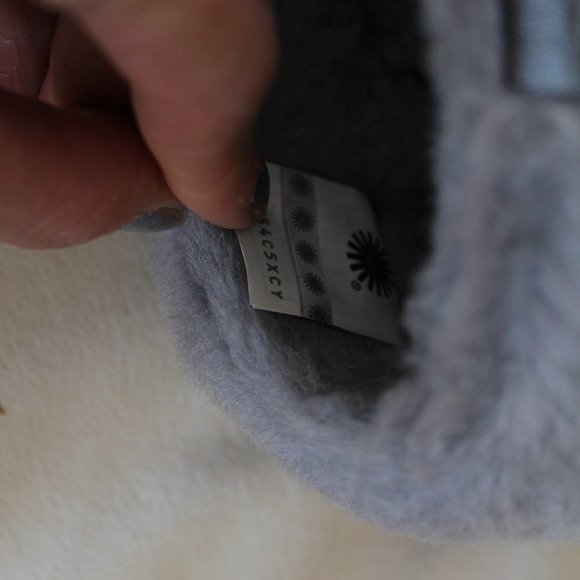 NIB UGG MEN'S FLUFF SHEARLING SLIDE SLIPPERS GRAY - Picture 7 of 7